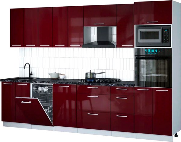 Кухонный гарнитур Интерлиния Мила Gloss 3.1-ПМ3 - фото