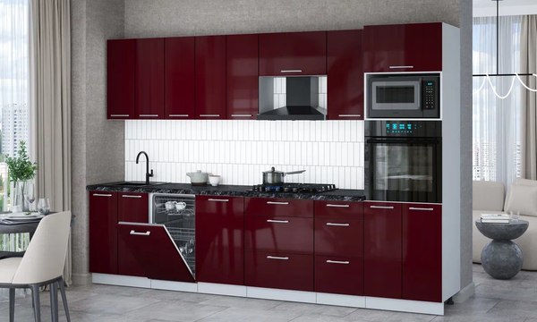 Кухонный гарнитур Интерлиния Мила Gloss 3.1-ПМ3