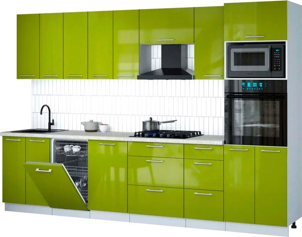 Кухонный гарнитур Интерлиния Мила Gloss 3.1-ПМ3 - фото