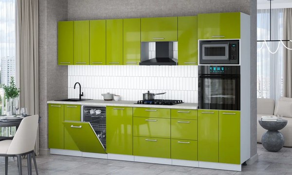 Кухонный гарнитур Интерлиния Мила Gloss 3.1-ПМ3