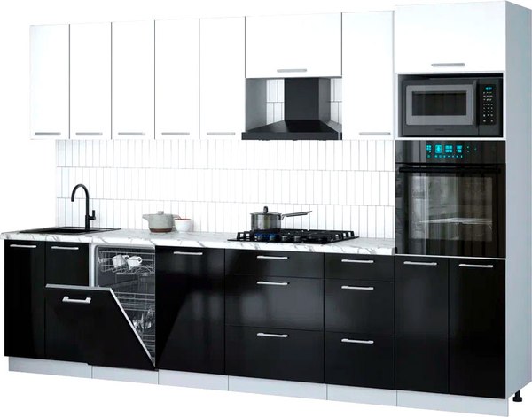 Кухонный гарнитур Интерлиния Мила Gloss 3.1-ПМ3 - фото