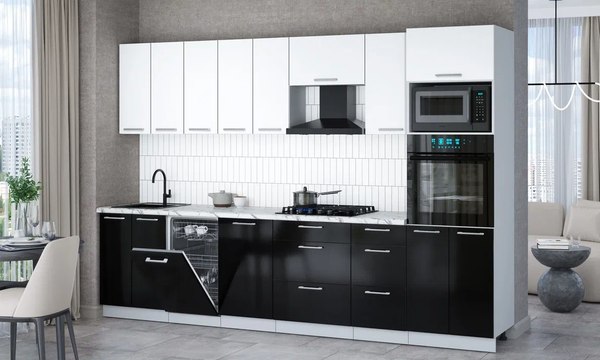 Кухонный гарнитур Интерлиния Мила Gloss 3.1-ПМ3