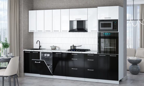 Кухонный гарнитур Интерлиния Мила Gloss 3.1-ПМ3