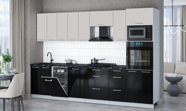 Кухонный гарнитур Интерлиния Мила Gloss 3.1-ПМ3