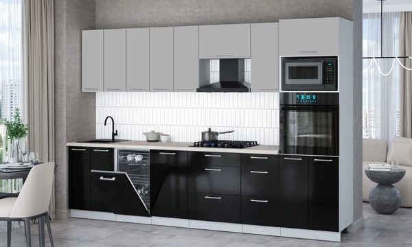 Кухонный гарнитур Интерлиния Мила Gloss 3.1-ПМ3