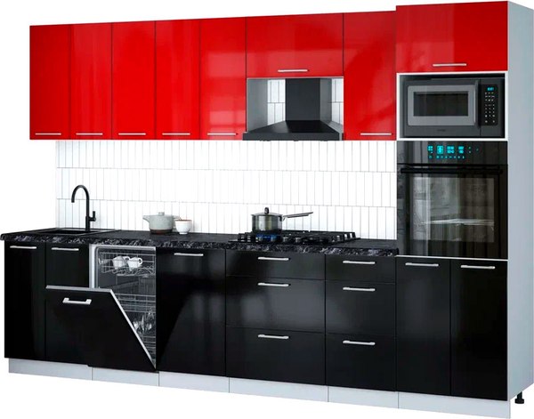 Кухонный гарнитур Интерлиния Мила Gloss 3.1-ПМ3 - фото