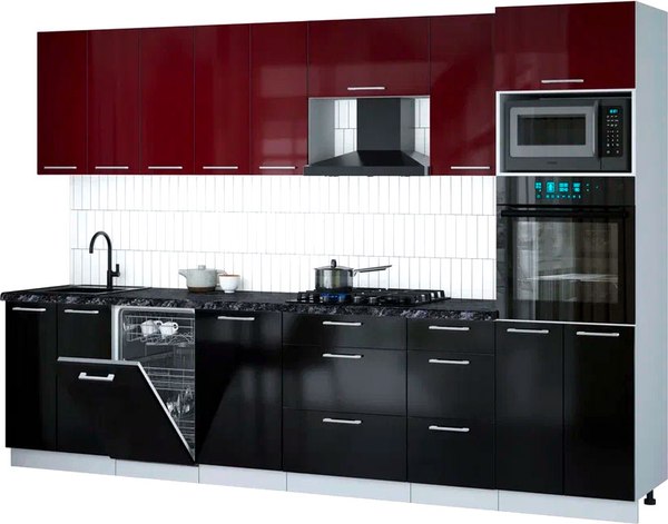 Кухонный гарнитур Интерлиния Мила Gloss 3.1-ПМ3 - фото