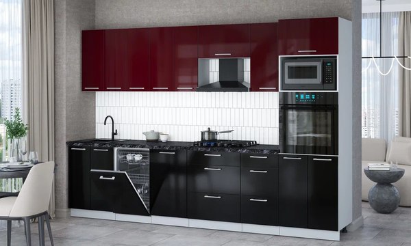 Кухонный гарнитур Интерлиния Мила Gloss 3.1-ПМ3