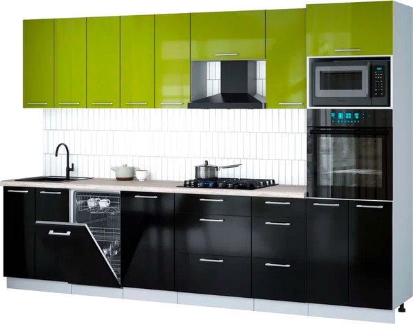 Кухонный гарнитур Интерлиния Мила Gloss 3.1-ПМ3 - фото