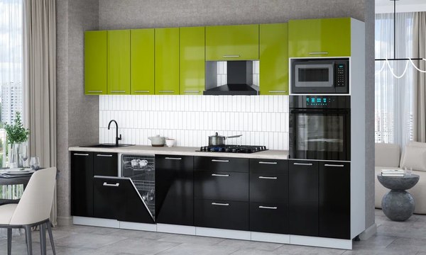 Кухонный гарнитур Интерлиния Мила Gloss 3.1-ПМ3