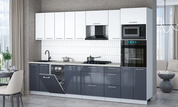 Кухонный гарнитур Интерлиния Мила Gloss 3.1-ПМ3