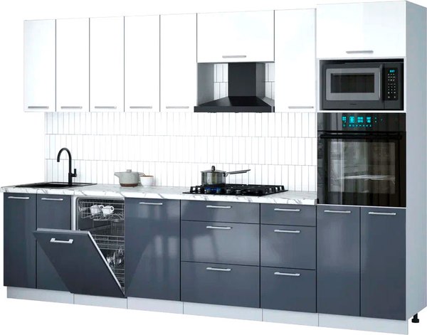 Кухонный гарнитур Интерлиния Мила Gloss 3.1-ПМ3 - фото