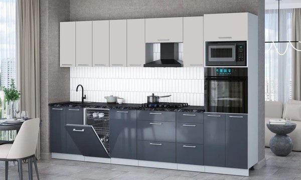 Кухонный гарнитур Интерлиния Мила Gloss 3.1-ПМ3