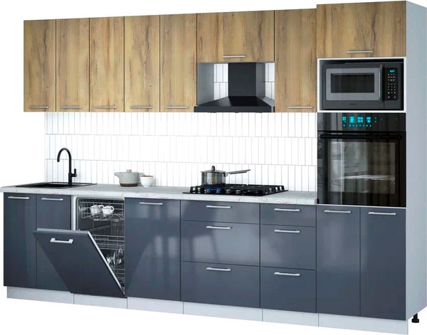 Кухонный гарнитур Интерлиния Мила Gloss 3.1-ПМ3 - фото