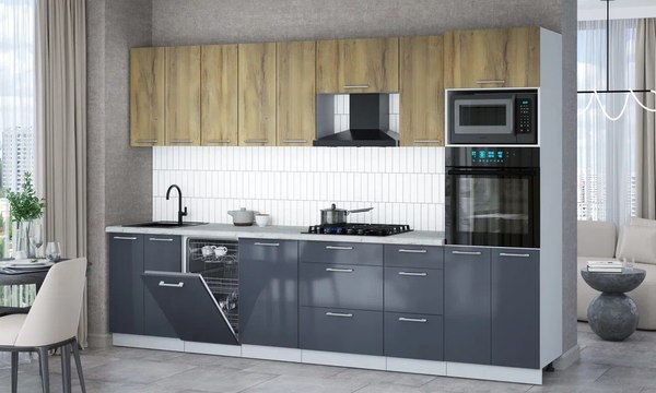 Кухонный гарнитур Интерлиния Мила Gloss 3.1-ПМ3