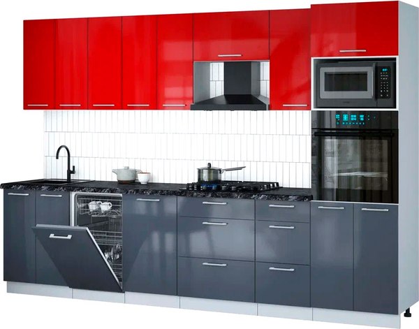 Кухонный гарнитур Интерлиния Мила Gloss 3.1-ПМ3 - фото