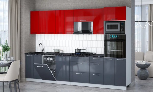 Кухонный гарнитур Интерлиния Мила Gloss 3.1-ПМ3