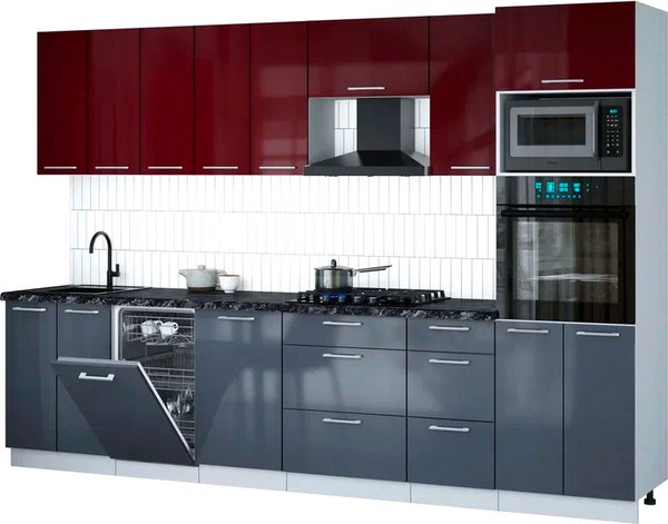 Кухонный гарнитур Интерлиния Мила Gloss 3.1-ПМ3 - фото