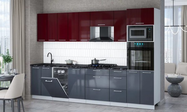 Кухонный гарнитур Интерлиния Мила Gloss 3.1-ПМ3