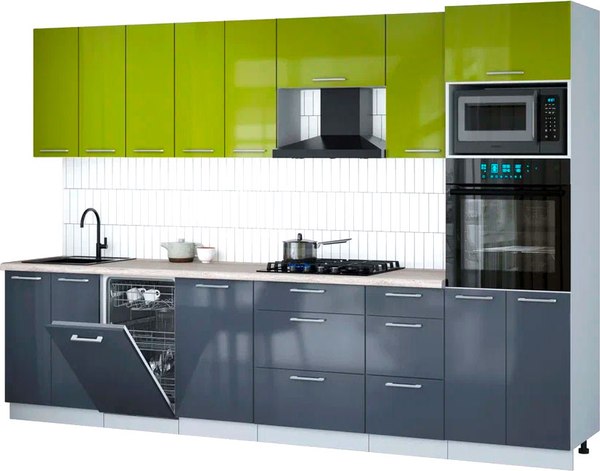 Кухонный гарнитур Интерлиния Мила Gloss 3.1-ПМ3 - фото