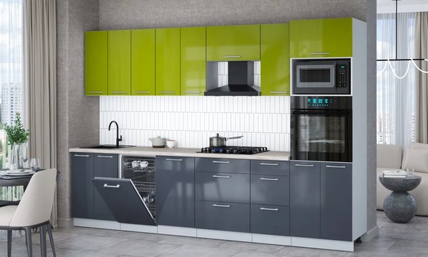 Кухонный гарнитур Интерлиния Мила Gloss 3.1-ПМ3