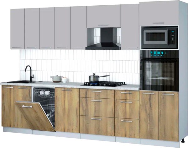 Кухонный гарнитур Интерлиния Мила Gloss 3.1-ПМ3 - фото