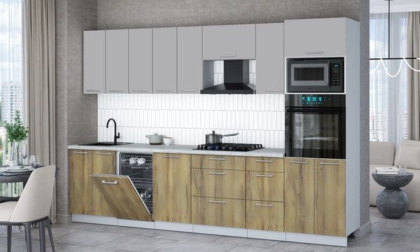 Кухонный гарнитур Интерлиния Мила Gloss 3.1-ПМ3