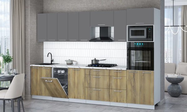 Кухонный гарнитур Интерлиния Мила Gloss 3.1-ПМ3