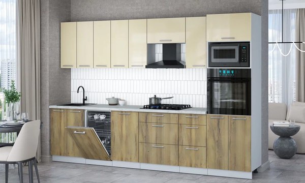 Кухонный гарнитур Интерлиния Мила Gloss 3.1-ПМ3