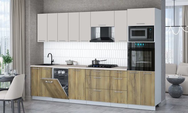 Кухонный гарнитур Интерлиния Мила Gloss 3.1-ПМ3