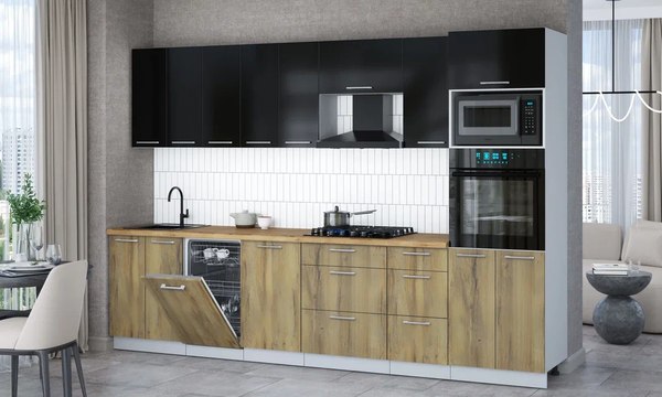 Кухонный гарнитур Интерлиния Мила Gloss 3.1-ПМ3