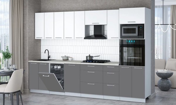 Кухонный гарнитур Интерлиния Мила Gloss 3.1-ПМ3