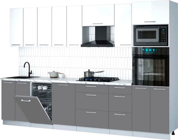 Кухонный гарнитур Интерлиния Мила Gloss 3.1-ПМ3 - фото