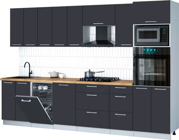 Кухонный гарнитур Интерлиния Мила Gloss 3.1-ПМ3 - фото