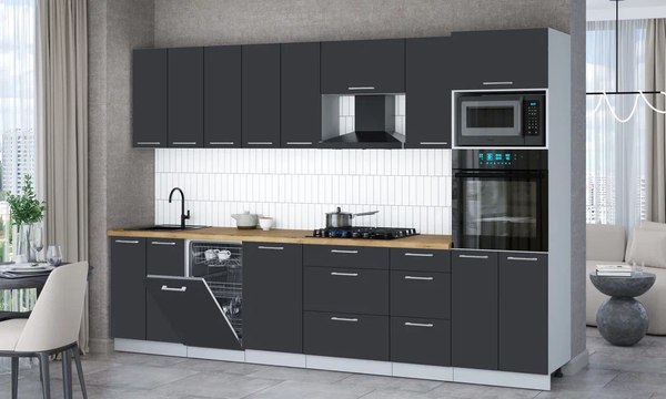 Кухонный гарнитур Интерлиния Мила Gloss 3.1-ПМ3