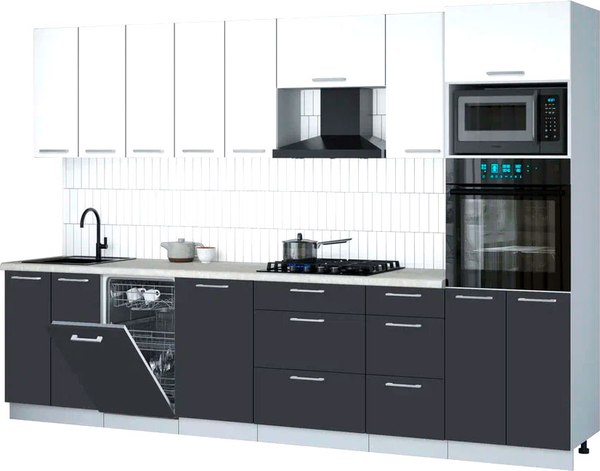 Кухонный гарнитур Интерлиния Мила Gloss 3.1-ПМ3 - фото