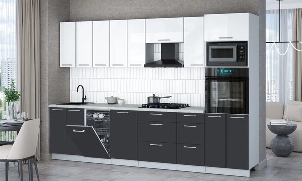 Кухонный гарнитур Интерлиния Мила Gloss 3.1-ПМ3