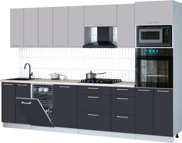 Кухонный гарнитур Интерлиния Мила Gloss 3.1-ПМ3 - фото