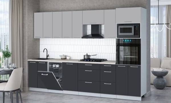 Кухонный гарнитур Интерлиния Мила Gloss 3.1-ПМ3