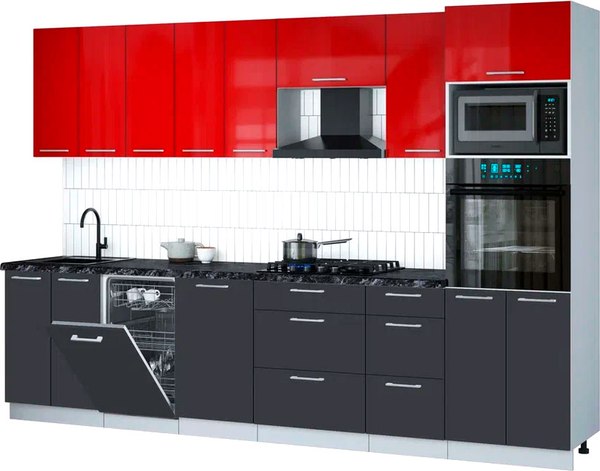 Кухонный гарнитур Интерлиния Мила Gloss 3.1-ПМ3 - фото