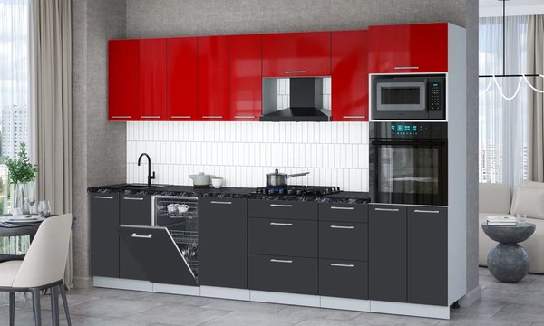 Кухонный гарнитур Интерлиния Мила Gloss 3.1-ПМ3