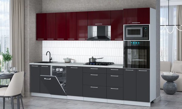 Кухонный гарнитур Интерлиния Мила Gloss 3.1-ПМ3