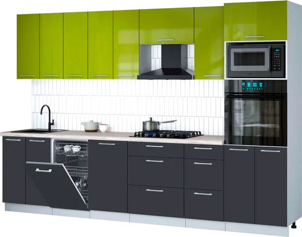 Кухонный гарнитур Интерлиния Мила Gloss 3.1-ПМ3 - фото