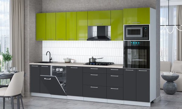 Кухонный гарнитур Интерлиния Мила Gloss 3.1-ПМ3