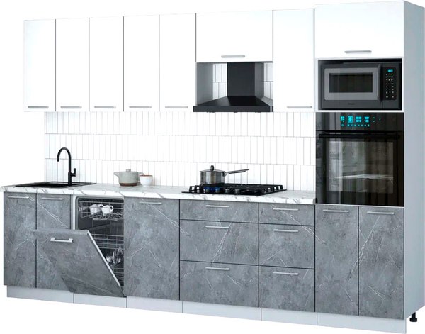Кухонный гарнитур Интерлиния Мила Gloss 3.1-ПМ3 - фото