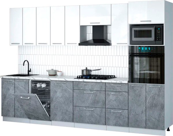 Кухонный гарнитур Интерлиния Мила Gloss 3.1-ПМ3 - фото
