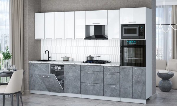 Кухонный гарнитур Интерлиния Мила Gloss 3.1-ПМ3