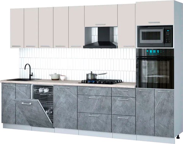 Кухонный гарнитур Интерлиния Мила Gloss 3.1-ПМ3 - фото