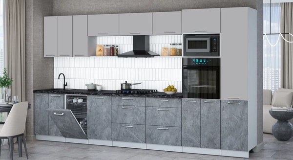 Кухонный гарнитур Интерлиния Мила Gloss 3.1-ПМ3