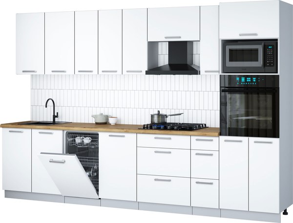 Кухонный гарнитур Интерлиния Мила Gloss 3.2-ПМ3 - фото